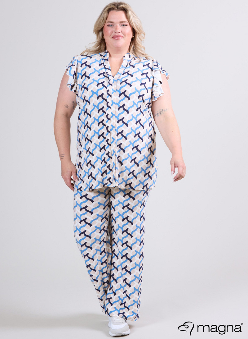 Sleeveless Frill Tunic (C-2305-PR) T72071-Woven Blue-Sand