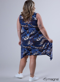 A-Shaped Sleeveless Split Dress (C-2323-PRINT) W66060-Graphical Leo Blue