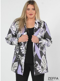 ZF-JA-1004-PR - Open Blazer Viscose Cotton Print - Y73021-Jungle Paars