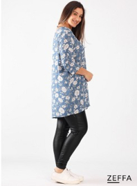 Simple Tunic  (ZF-TU-1005-BCHP) 002704-Flower Sky Blue