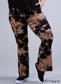 Relaxed Pocket Flared Pants (D-2403-PRINT) V59061-Bamboo Jungle Taupe