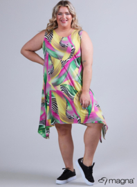 A-Shaped Sleeveless Split Dress (C-2323-PRINT) V11006-Pastel Waves Pink