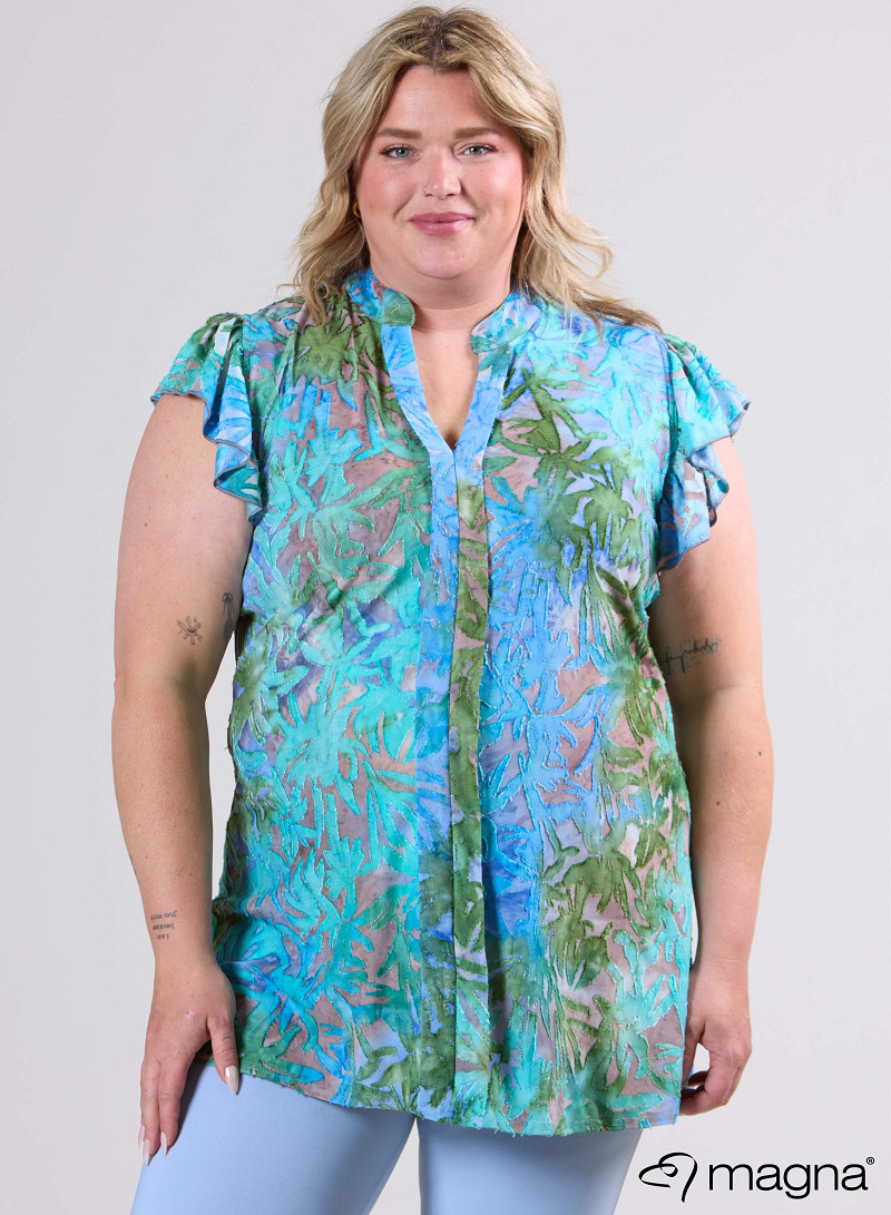 Sleeveless Frill Tunic (C-2305-MSH) T85051-Bush Aqua