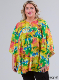 Poncho WINGS chiffon print (M-0004-CHP) V09076-Art Yellow-Green