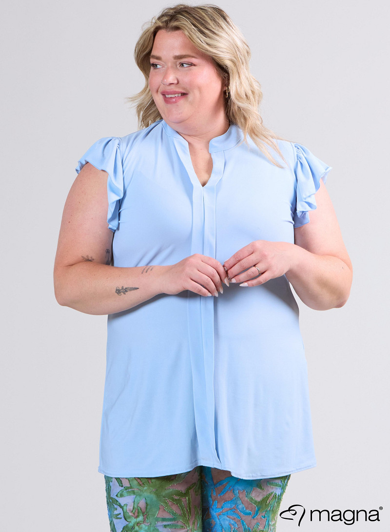 Sleeveless Frill Tunic (C-2305) 004-Sky Blue
