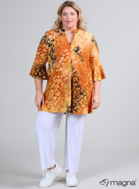 Flared Sleeves Relaxed Tunic (C-2503-MSH) U15019-Leopard Orange