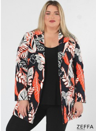 ZF-JA-1004-PR - Open Blazer Viscose Cotton Print - Y73019-Jungle Oranje