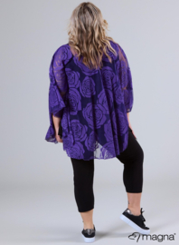 Poncho WINGS chiffon print Burnout Roses (M-0004-CHPR-BR) 021-Purple