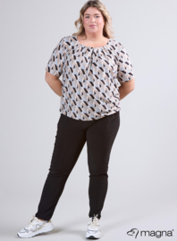 Short Sleeve Puffy Shirt (B-8018-PRINT) V31001-Block Shape Black