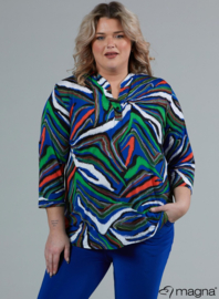 Roll Sleeve Top (B-9001-PR) V76060-Multi Zebra Blue