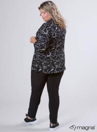 V-Pleated Shirt (B-2501-PRINT) U36001-Scribble BW