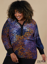 Stretchy Chiffon Blouse (ZF-BL-1001-CHP)  V91059 Circles Tie Dye Purple