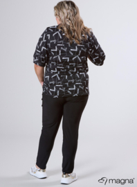 Puff Sleeve Shirt (B-2502-PR) U29001-Arrow Sketch Black-White