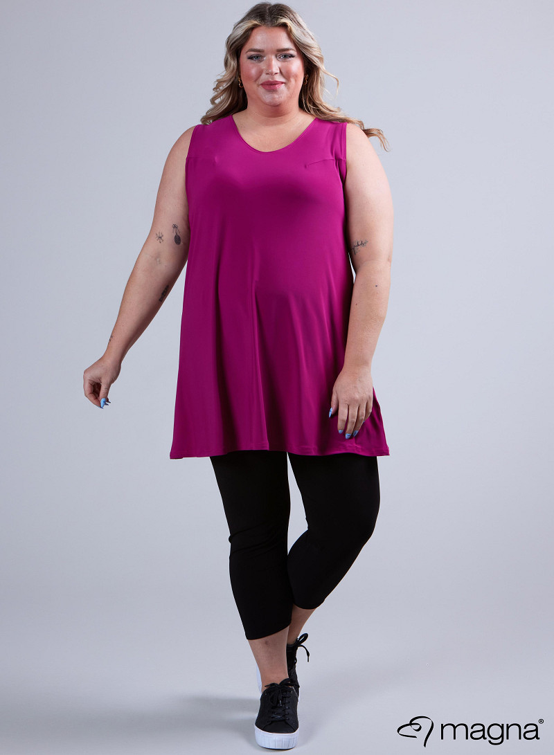 A-Line Sleeveless tunic/top (A-2302-SOLID) 056-Magenta