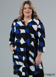 A-Line Long Pocket Tunic (C-2217-PR) V75060-Diamond Blocks Blue