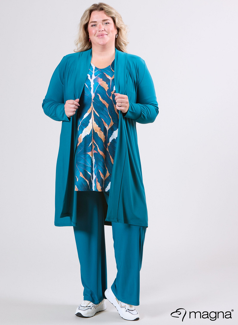 Open Front Loose Cardigan (N-2201) 048-Petrol