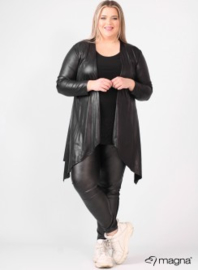 Leather Look Bolero lange mouw (A-74) 001-Zwart