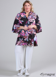 Flared Sleeves Relaxed Tunic (C-2503-PRINT) V72075-Colorful Flower Rose