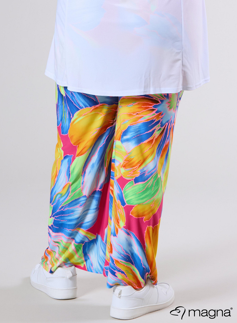 Broek Basic (D-03-PR) T75071-Neon Flower Blue-Orange