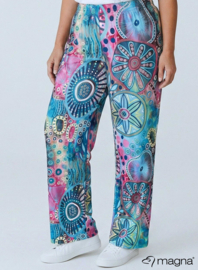 Broek Basic (D-03-PRINT) T27051-Flower Power Aqua