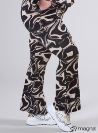 Relaxed Pocket Flared Pants (D-2403-PRINT) U35014-Ocean Waves Sand