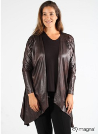 Leather Look Bolero lange mouw (A-74) 064-Donker Bruin