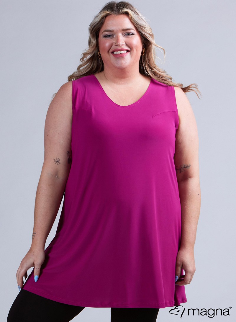 A-Line Sleeveless tunic/top (A-2302-SOLID) 056-Magenta