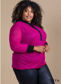 Stretchy Chiffon Blouse (ZF-BL-1001)  056-Dr. Fuchsia