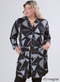 A-Line Long Pocket Tunic (C-2217-PR) U30001-Triangle Sketch Black