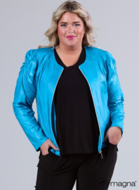 Kort Leather Look Puff Shoulder Jacket (K-2401-LL) 011-Turquoise