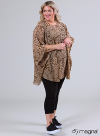 Poncho WINGS chiffon print (M-0004-CHP) V03061-Small Leo Taupe