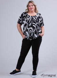 Short Sleeve Puffy Shirt (B-8018-PRINT) V71001-Swirl BW