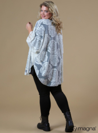 Poncho WINGS chiffon print Burnout Roses (M-0004-CHPR-BR) 018-Creme