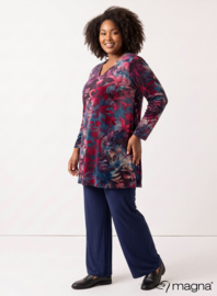 Long Sleeve A-Line Tunic (B-2401-MSH) T09032-Midnight Forest Wine Red