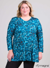 Long Sleeve A-Line Tunic (B-2401-PRINT) T48048-Dark Flower Petrol