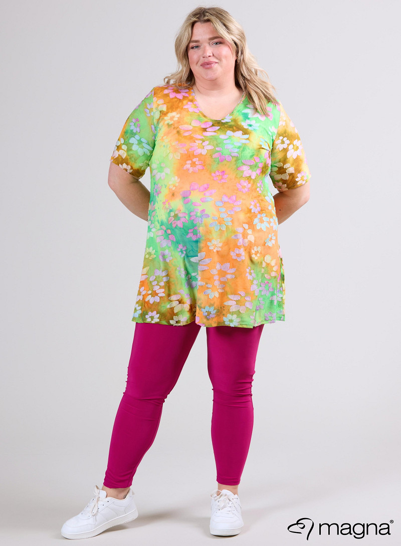 A-Line Short Sleeve Shirt (B-2508-MSH) T76008-Daisy Orange-Pink-Lime