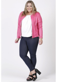 Kort Leather Look jasje (K-31-LL) 006-Fuchsia