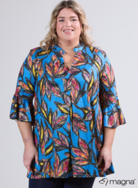 Flared Sleeves Relaxed Tunic (C-2503-PRINT) U28060-Paradise Flower Blue