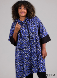 Oversized Long Hoody-Tunic (ZF-SW-1001-HVPN) U75060-Dotted Animal Blue