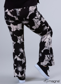 Relaxed Pocket Flared Pants (D-2403-PRINT) V59001-Bamboo Jungle Beige/black