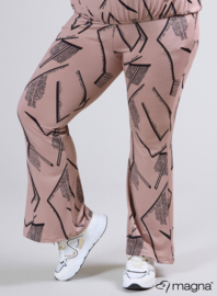 Relaxed Pocket Flared Pants (D-2403-PRINT) U30061-Triangle Sketch Taupe