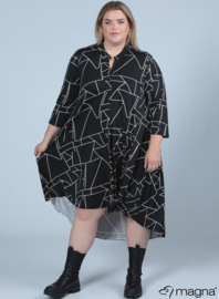 High Low A-Line Dress (C-2213-PR) X77001-Geo Lines BW