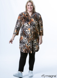 A-Line Long Pocket Tunic (C-2217-PR) X31061-Animal Wave Taupe