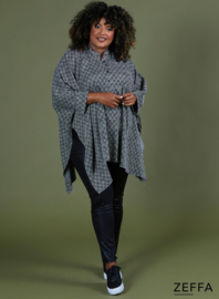 Oversized Tuniek/Ponncho (ZF-PO-1002-HVPK)  W07001-Blocked BW