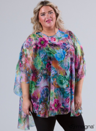 Poncho WINGS chiffon print (M-0004-CHP) U99006-Tropical Garden