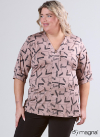 Puff Sleeve Shirt (B-2502-PR) U29061-Arrow Sketch Taupe