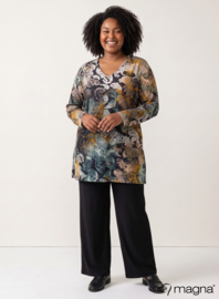 Long Sleeve A-Line Tunic (B-2401-MSH) T09065-Midnight Forest Oker