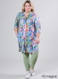 A-Line Long Pocket Tunic (C-2217-PR) T41071-Wall Deco Blue-Pink