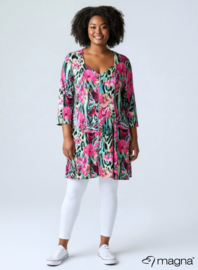 A-Line Shaped Zipper Tunic (C-2606-PRINT) T28006-Animal Flower Pink