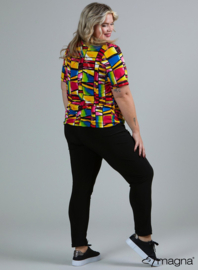 Short Sleeve Puffy Shirt (B-8018-VP) V46057-Art Blue-Yellow-Pink